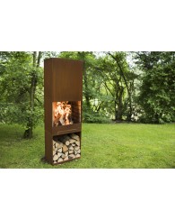 Cheminée d'extérieur design en acier corten