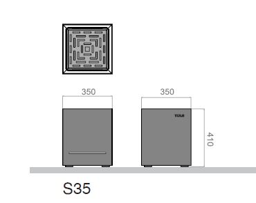 Dimensions brasero acier design Tole